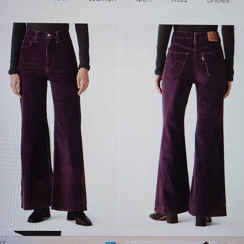 Levi's Women's Ribcage Wide Leg Corduroy Jeans in Deep Purple 27x32